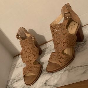 Jessica Simpson Suede Canvas Fabric Top Heels